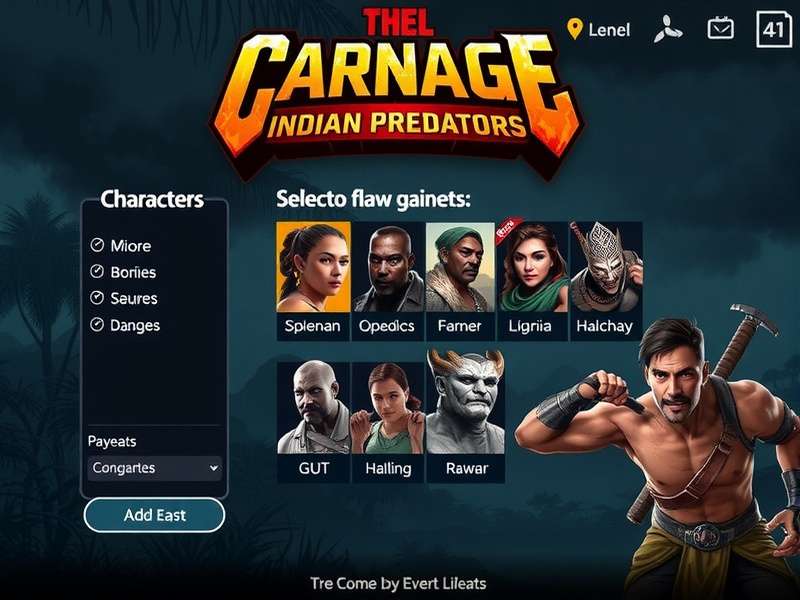 Carnage Clash Indian Predators character selection screen